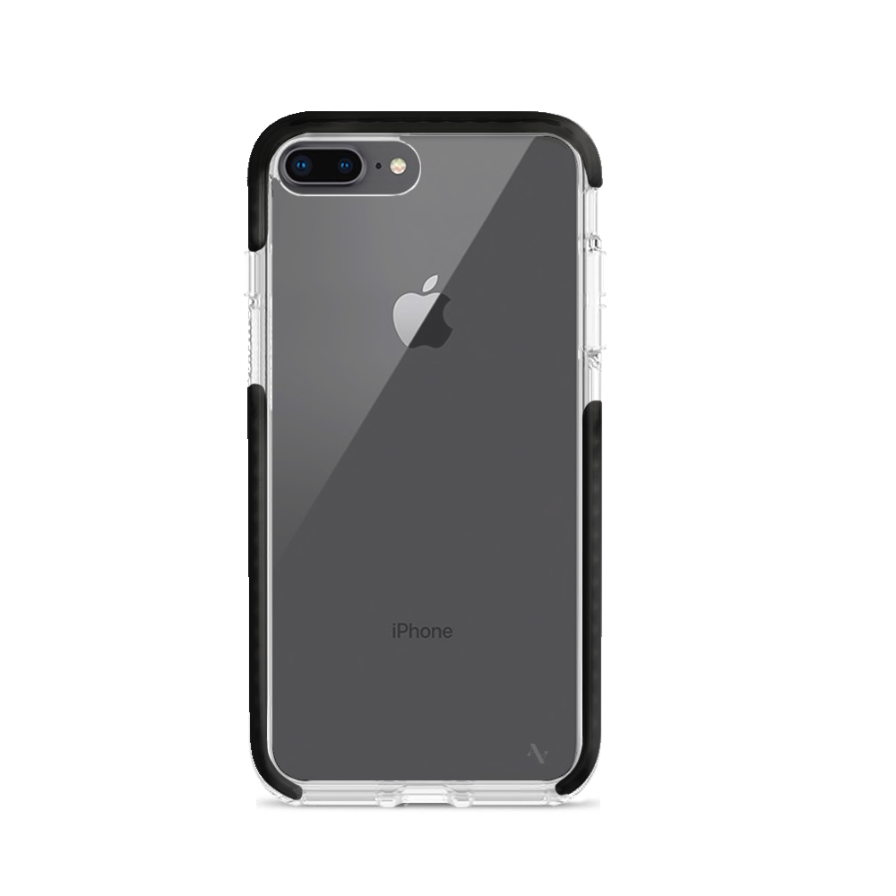GOLF le MAAD Bump clear case for iPhone 7/8 Plus, showcasing its slim design and customizable features.